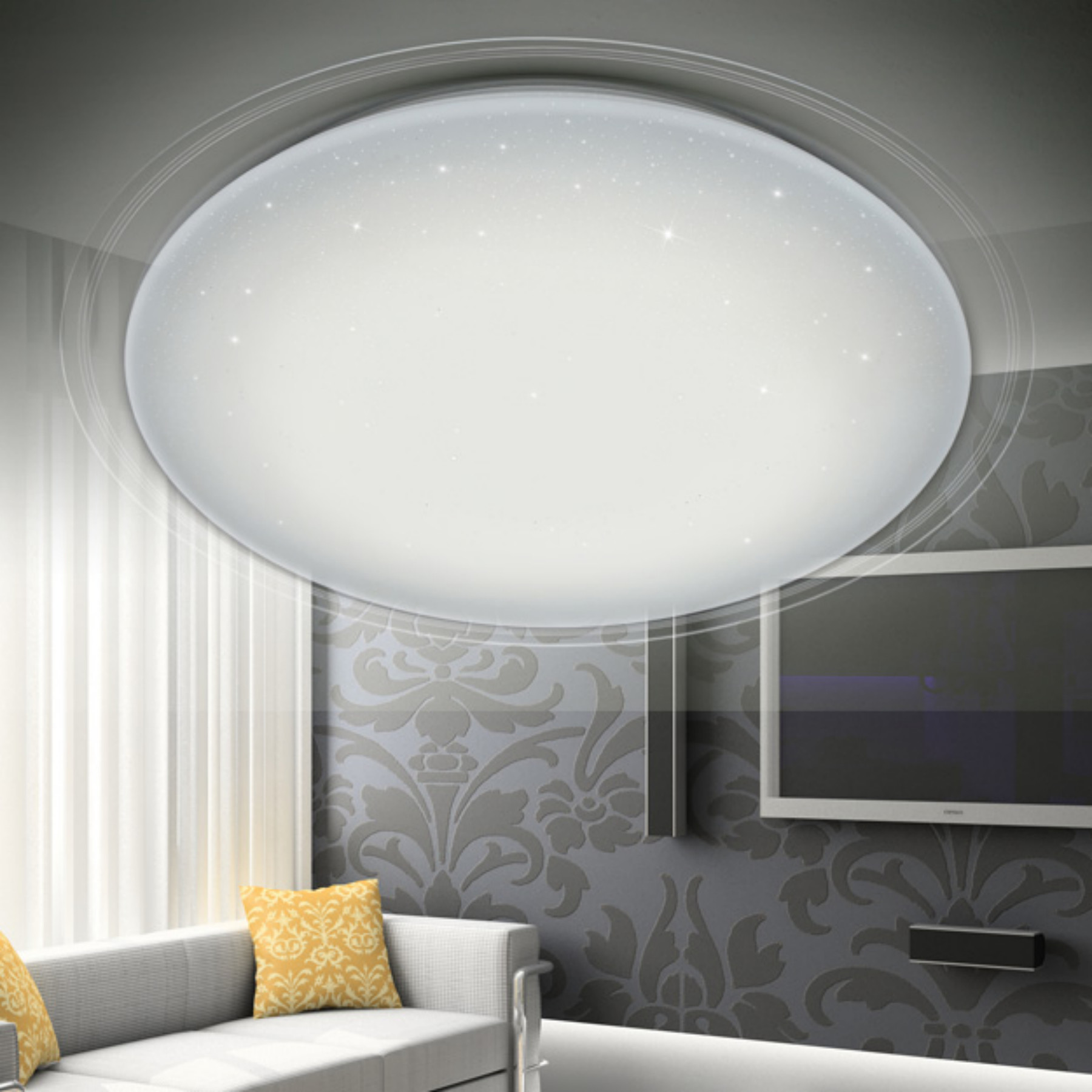 Energy - Efficient 38W Smart LED Ceiling Light , Round LED Ceiling Light With Dual Control